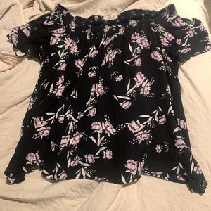 Off the shoulder floral black top